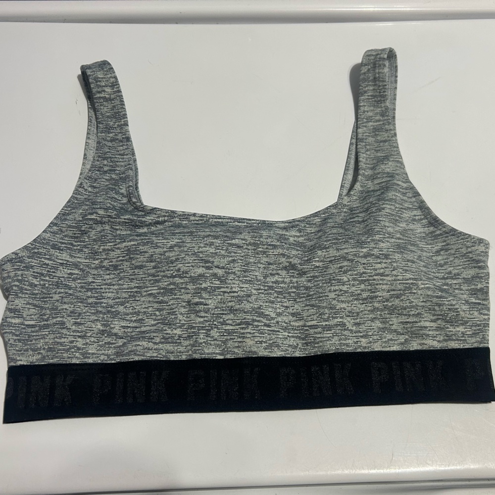 PINK Victoria's Secret Gray and Black Sports Bra